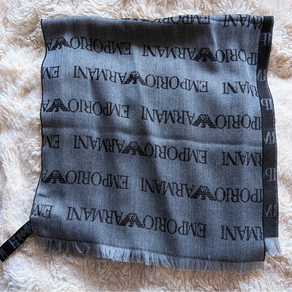 Emporio Armani Gray Logo Scarf